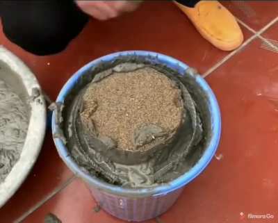 Making a cement stove