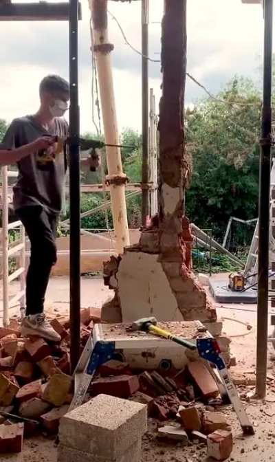 Drilling while under loose bricks