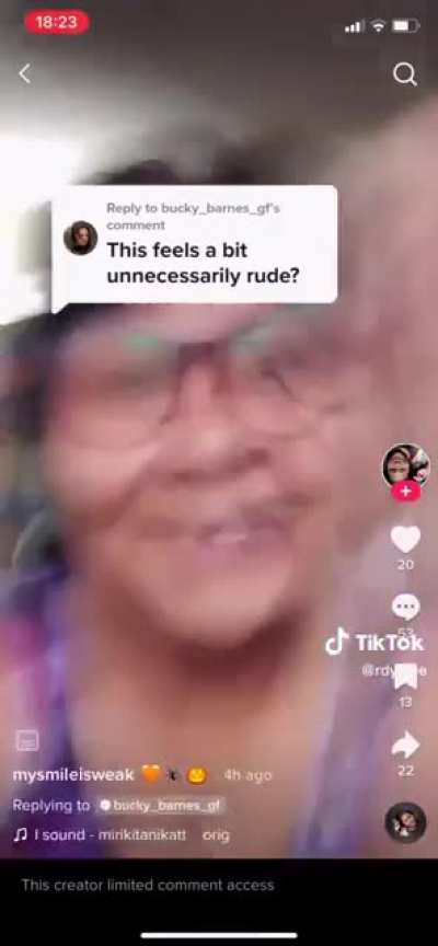 She was being rude for no reason
