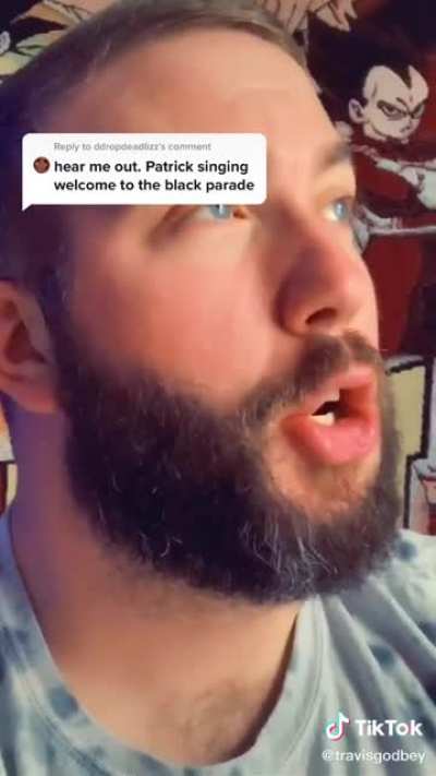 Patrick Star singing the black parade