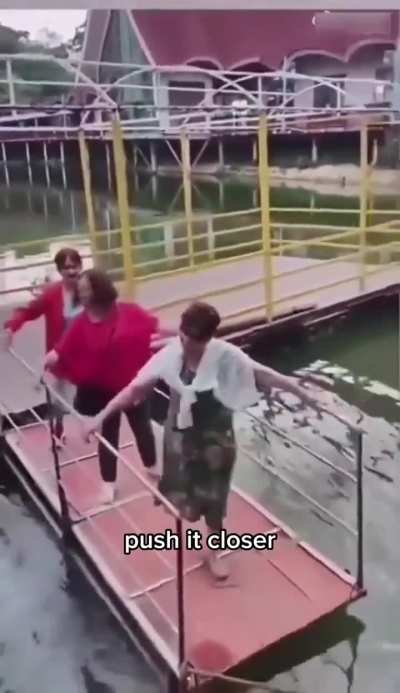 Dancing on a pontoon for a video