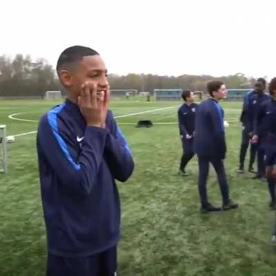 Nutmegging the entire squad. Wholesome reactions.