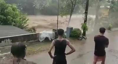 a whole house got drowned in the river in Kerala ,India. 16 October 2021