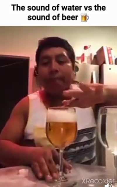 Making music using wine glasses with beer sounds so different than using regular water.