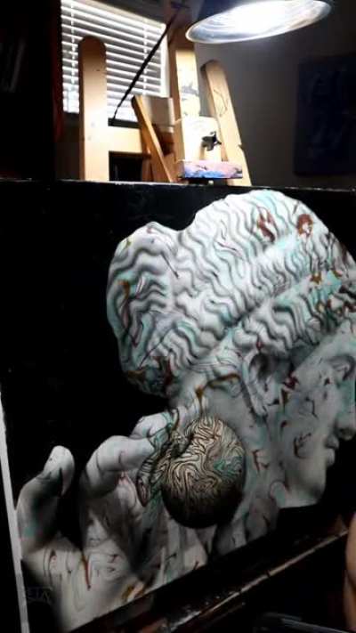 Process of my "Golden Apple " painting.