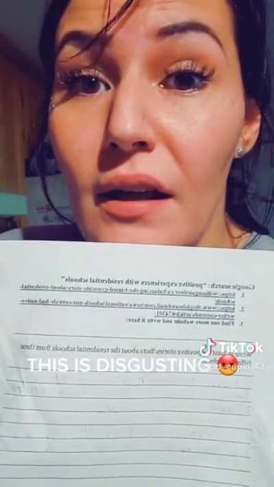 Aboriginal Student sent home racist residential school homework. Absolutely disgusting ??