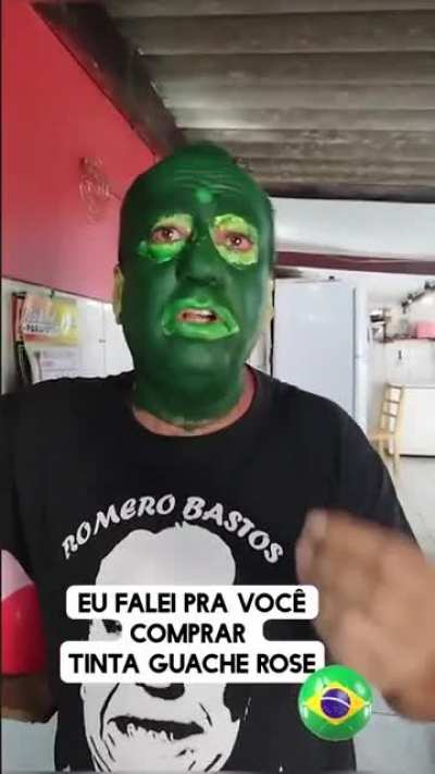 She painted her husband's face with fabric paint. "You're worried with your hand?! Look at my face, Rose"