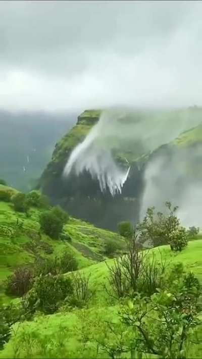? Waterfalls during strong winds in India
