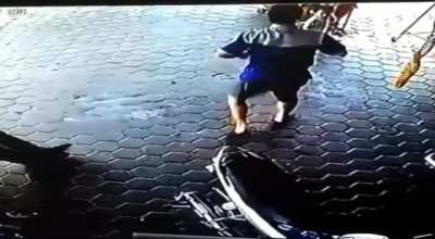 Dad saves two children from getting hit by a crashing car through his superhuman reflexes despite having balls of steel.