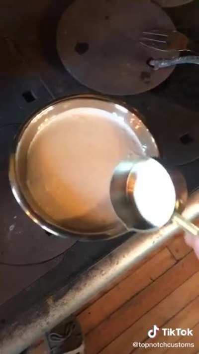 wood fired oven used to make breakfast