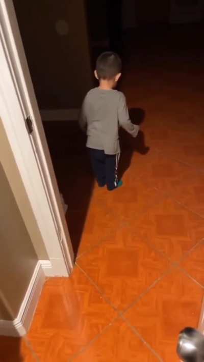 Noticed [her] son noticing his shadow for the first time and I decide to record him.