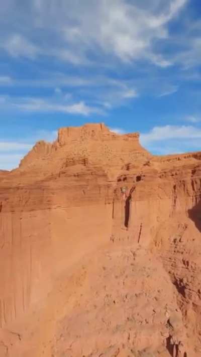 Would you ever try slacklining? ? Slacklining is the art and sport of balancing on a strip of webbing tensioned between two anchors. ? Fisher Towers, Utah