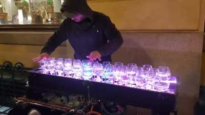This guy playing Liszt's "La Campanella" on a glass harp. Prague 2019