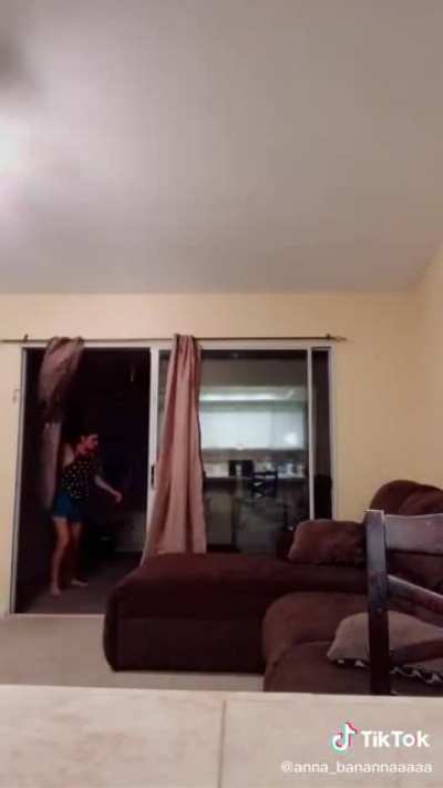 She saved herself from curtain death