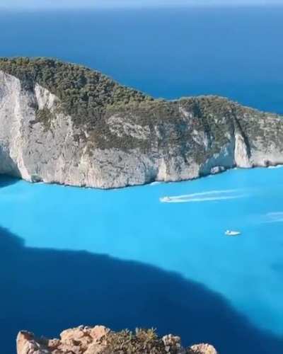? A beautiful shade of blue at Navagio Beach in Greece