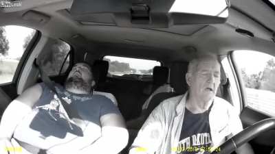 Elderly man almost crashes the car after falling asleep and blames an imaginary driver