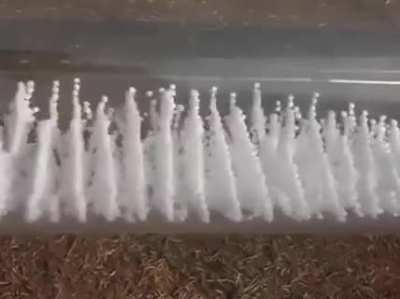 Response of styrofoam grains to sound frequencies.