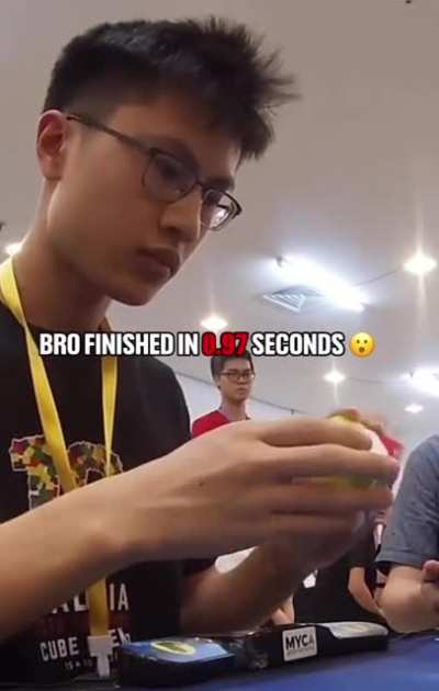 This guy solved the cube in 0.97 seconds!