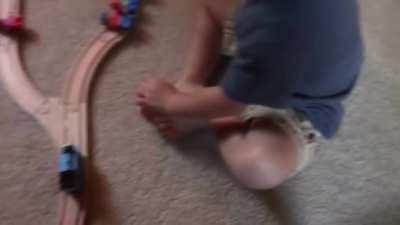 A two year old's solution to the trolley problem