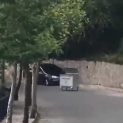 I swear I was being chased by a rubbish container!