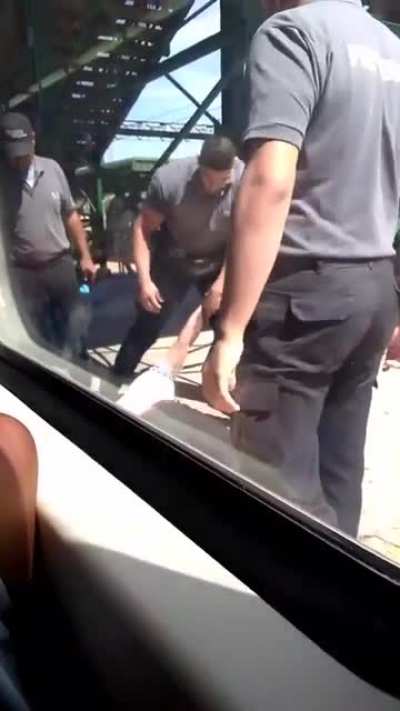 Guy picks a fight with absolutely juiced train security guard