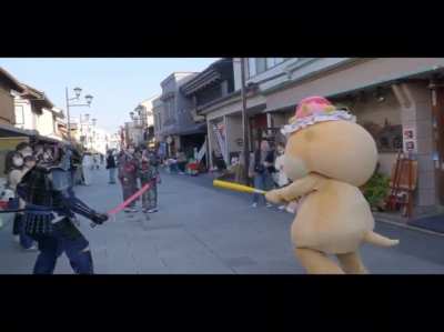 Samurai meets Chiitan Mascot in Japan