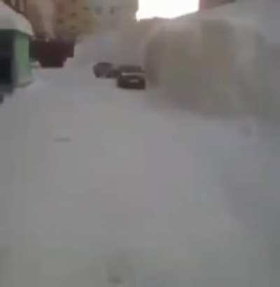 Idiot in the snow removal tractor