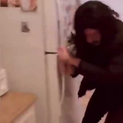 WCGW trying to open the fridge