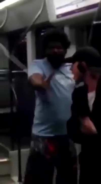 Man pulls out a katana to save another man getting jumped