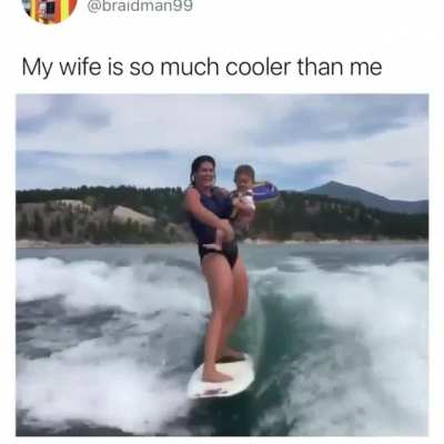 Mom carrying her baby while surfing ?