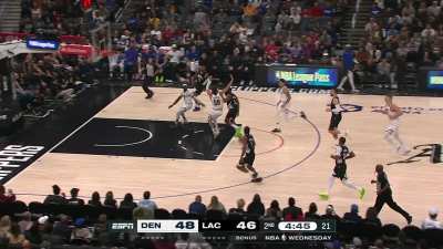 [Highlight]Clippers force the turnover followed by James Harden behind the back pass to Kawhi who passes it cross court to PG for the open three giving the Clippers their first lead of the game