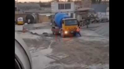 The concrete has cooled/dried down