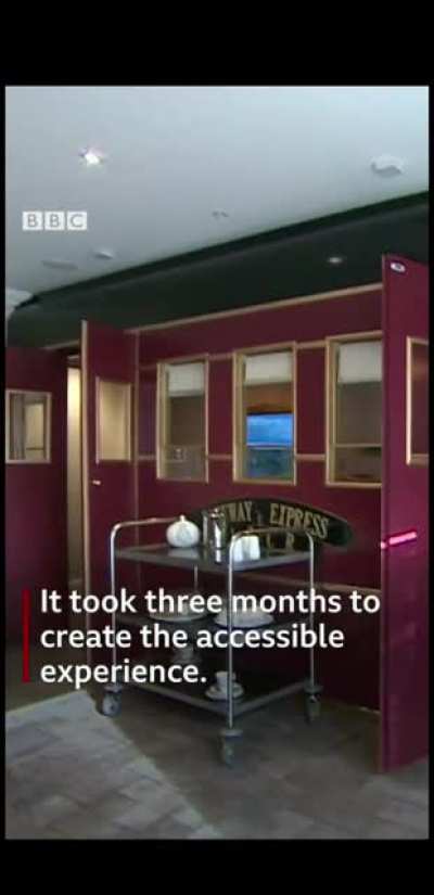 The gateway care home in the UK has created a simulated train with ticket office and on board service, to give the residents who can't travel a lifelike experience.
