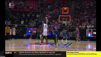 [Highlight] Almost fairytale ending of the celebrity game as Team Ryan almost beats Team Dwyane but the half court shot is too late while Fat Joe is on the mic