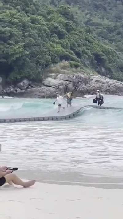 To walk down a floating jetty.