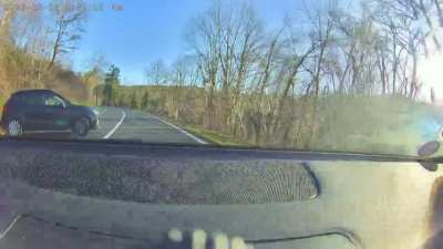Car decided to make a u turn on a twisty 90km/h road [oc]