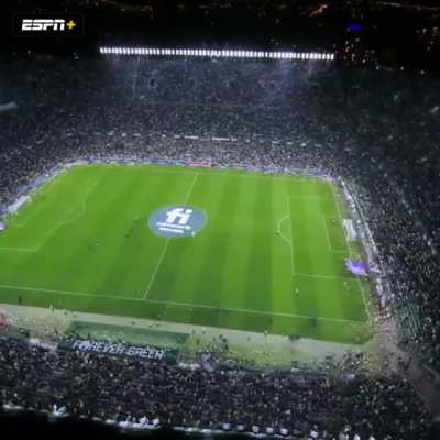 Betis fans throw thousands of toys onto the pitch. It's an annual tradition to make sure disadvantaged children don't go without a gift at Christmas.