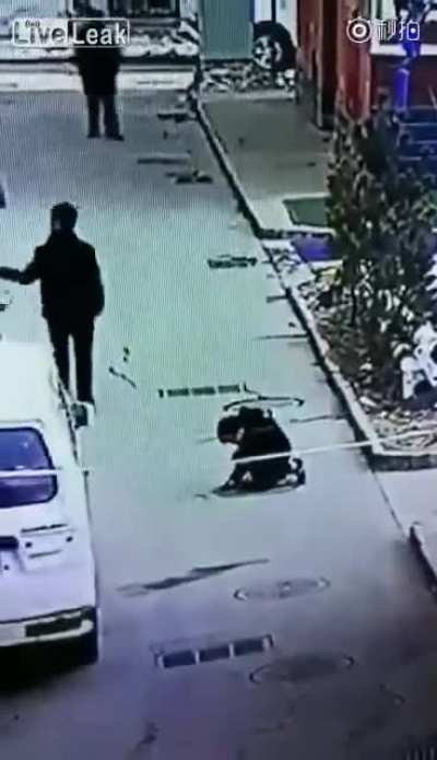 Lighting a firecracker.