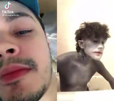Painting his face
