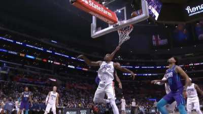 [Highlight] Serge Ibaka turns back the clock and rejects Cody Martin's poster attempt (foul overturned)