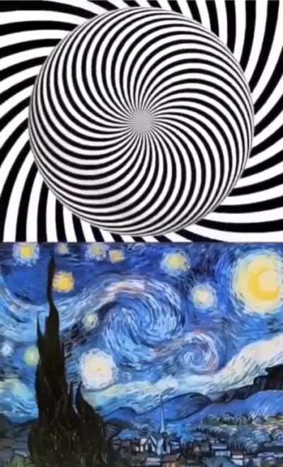 The Best way to see Van Gogh's "Starry Night" is to stare at the center of the spiral for 20 seconds and then look at the painting