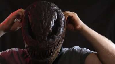 Venom wooden mask, wood carving
