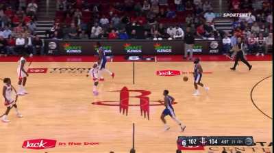 [Highlight] Jabari hits the contested 3 and gets the huge block on Harden on the other end!