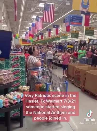 Singing the national anthem in Walmart