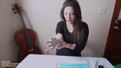 Trying out a new prosthetic arm