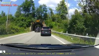 Impatient idiot gets instant karma.