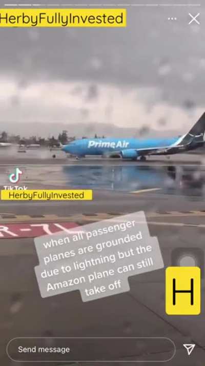 When Amazon plane can take off during a lightning storm and other planes are grounded