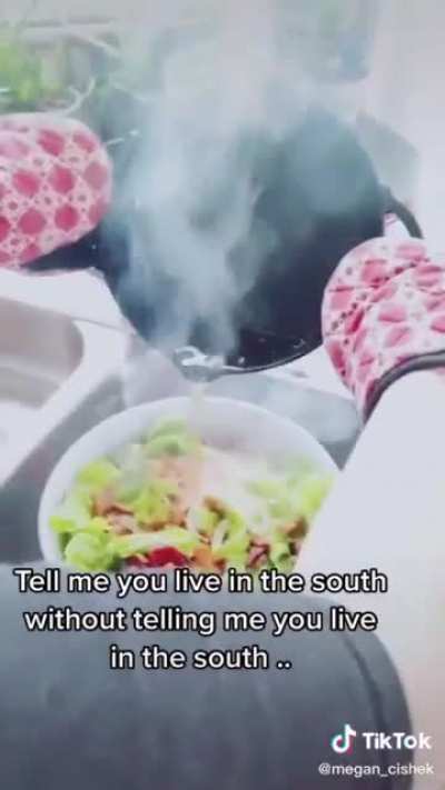 Pouring grease on a chicken salad?…